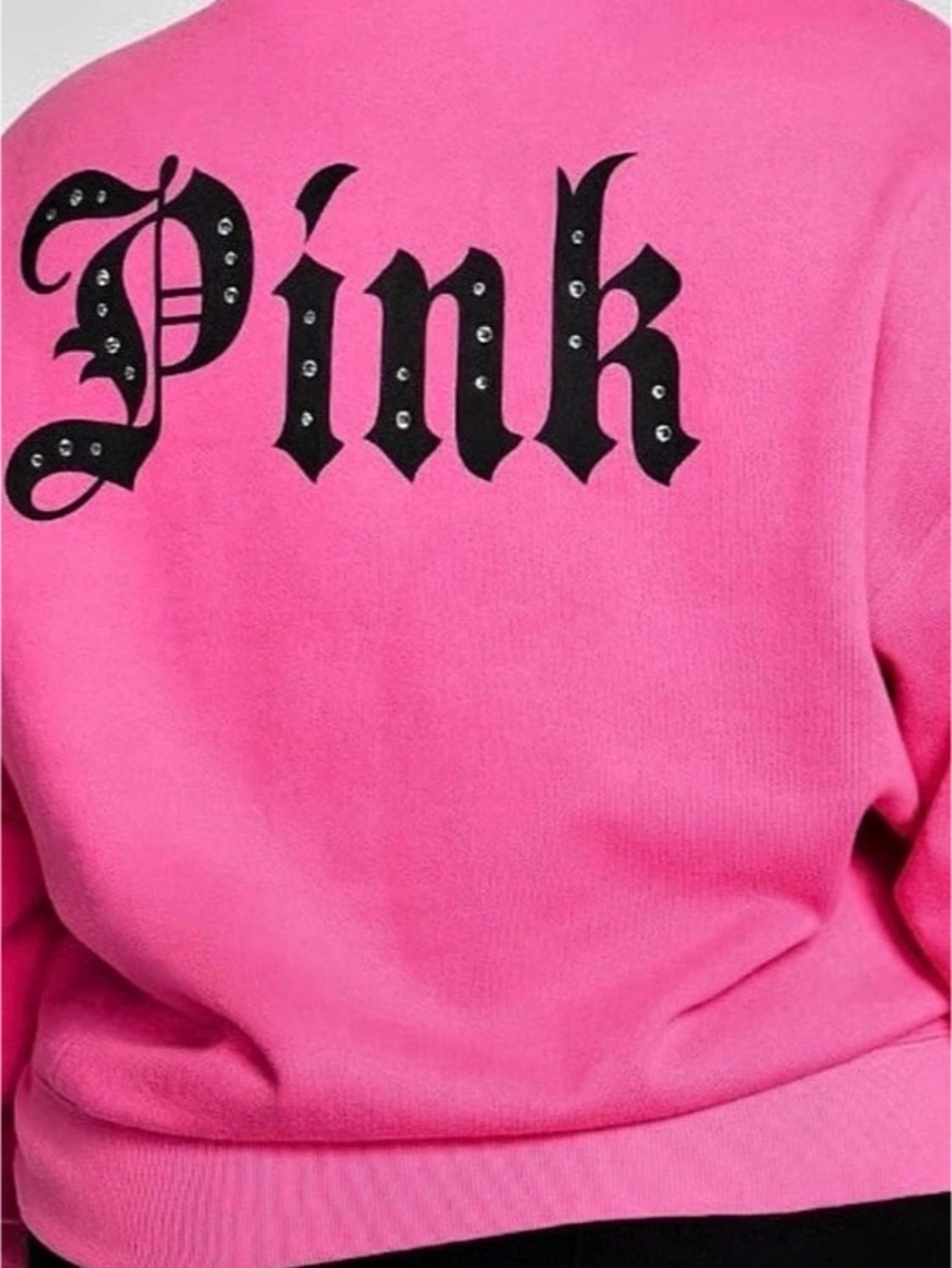 PINK Rhinestone 2025 Halloween Campus Bling Full Zip Jacket
